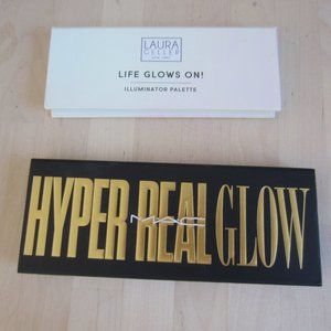 Lot of 2 Highlighter Palettes: MAC Hyper Real Glow & Laura Geller Life Glows On